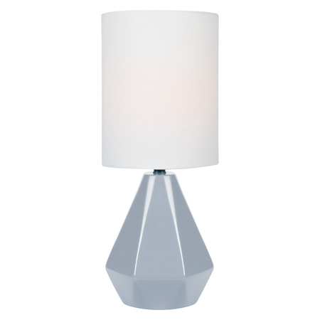 LITE SOURCE Mini Talbe Lamp, Grey Ceramic/White Linen Shade, E27 A 60W LS-23204GREY